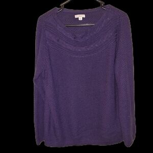 Purple Cable Sweater Croft & Barrow Size XL